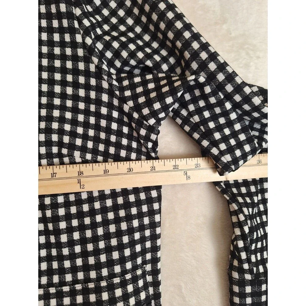 Ophelia Roe Women's 1X Open Front Blazer Jacket Black White Plaid Check Pockets